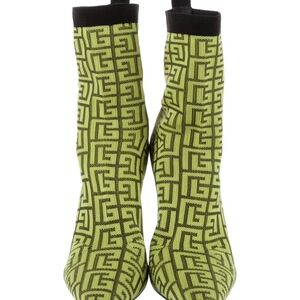 Balmain Black and Green Patterned Heeled Boots